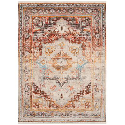 Tapis d'intérieur crème en polyester tissé à plat à la main Rosecrans