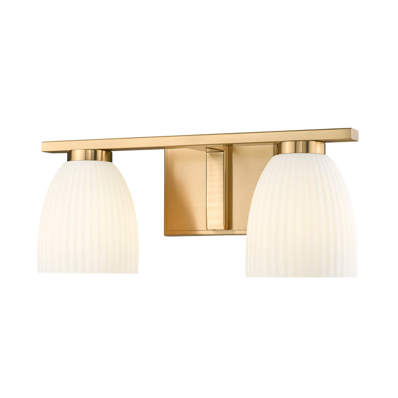 Mateo Modern Vanity, Gold, 2 Lights, 6.5" H x 16" W x 6.5" D