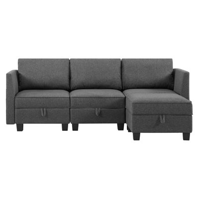 Storage 4-PC Modular Sectional With USB & Type C by Ebern Designs