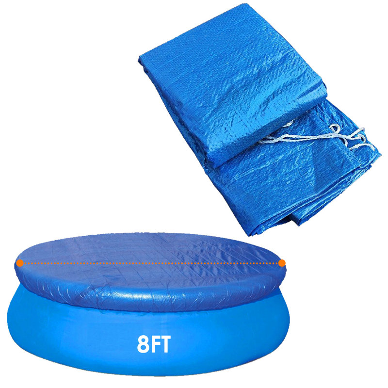Housse de piscine ronde de 8 pi, housse de protection en PE imperméable à l'eau pour pataugeoire extérieure, 8FT