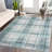NELE Machine Washable Modern Lattice Area Rug Blue/Ivory Multi-82962412