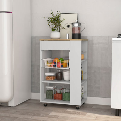 Blosson Kitchen Cart with Drawer and Shelves