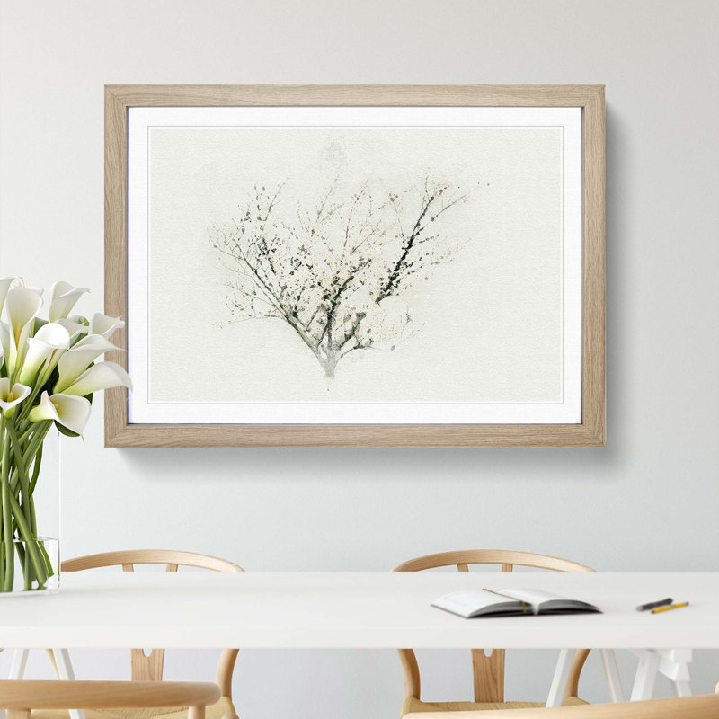 A Pink Cherry Blossom Tree in Abstract - Picture Frame Graphic Art Print, Oak Framed, 27cm H x 36cm W x 2cm D