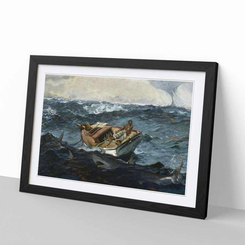 The Gulf Stream by Winslow Homer - Picture Frame Painting, 48cm H x 65cm W x 2cm D, Black