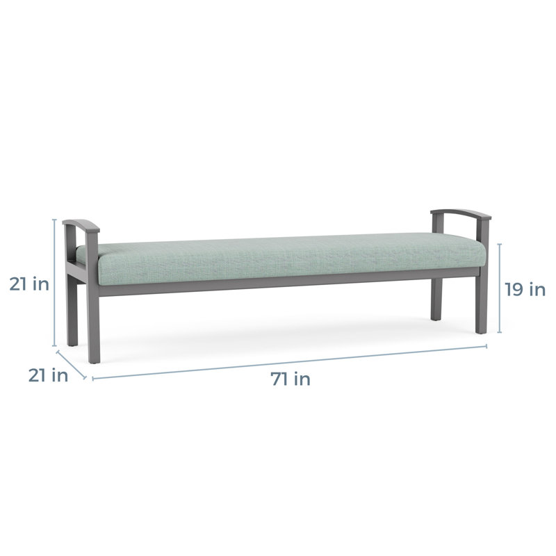 Banc en bois massif Amherst, Étain, Chambray écume de mer
