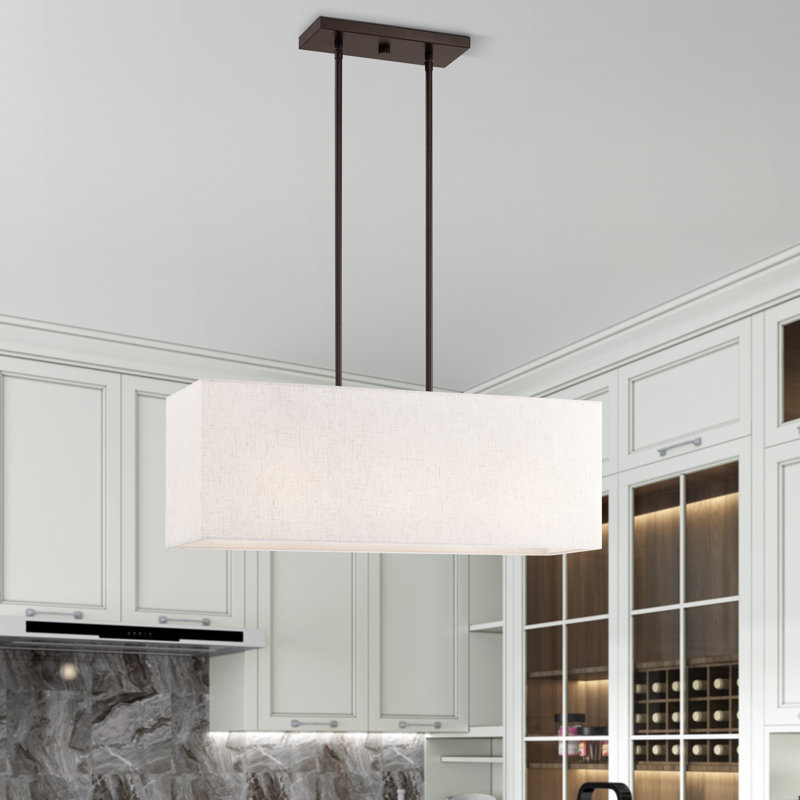 Ajanee - Light Pendant, 11.5" H x 28" W x 8" D, English Bronze, Oatmeal