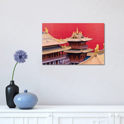 Architectural details of Jing'an Temple, Shanghai, China 1 Piece Wrapped Canvas Wall Art