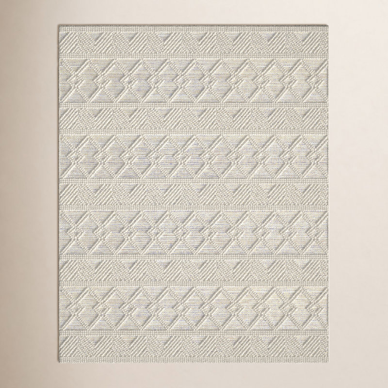 Tapis bleu / crème en laine tissé à plat à la main Tribeca, Rectangle 8 pi x 10 pi