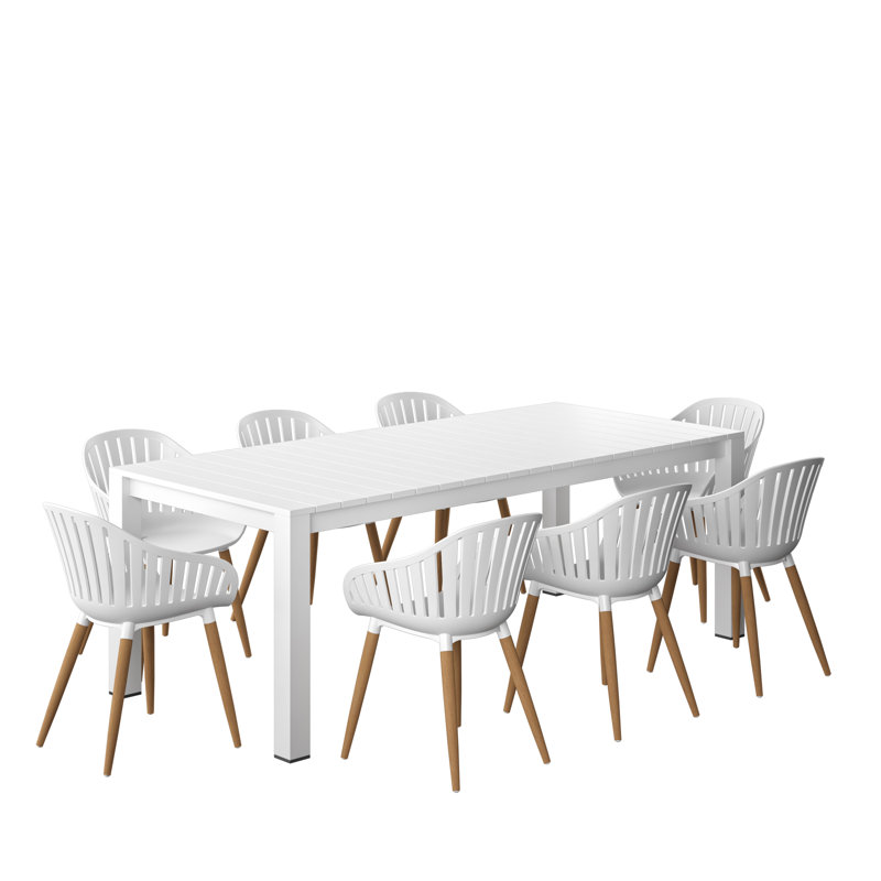 Amazonia Pether Outdoor Patio Aluminum And Resin Dining Set, 8
