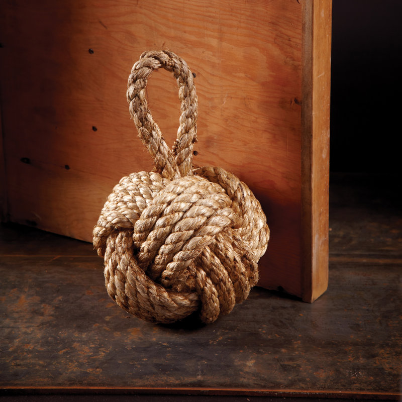 Marseille Knot Jute Door Stopper - Natural Nautical Decorative Doorstop for Coastal Home Decor, 10" H