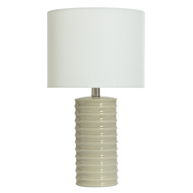 Sandwave Ceramic Table Lamp - Sandstone - Brussels Off-White Shade