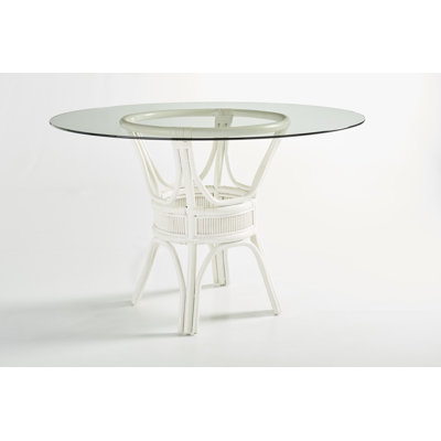 Wittig Round Glass Top with Wicker/Rattan Base Dining Table
