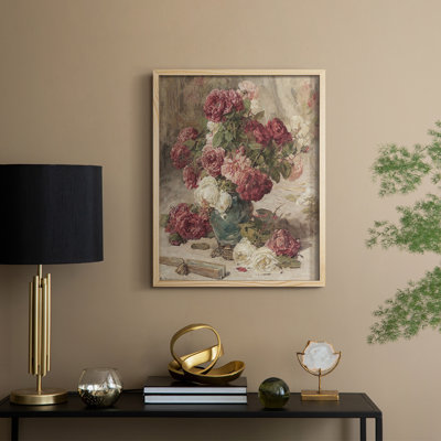 Reproduction florale vintage avec encadrement Lxxiii - bois massif