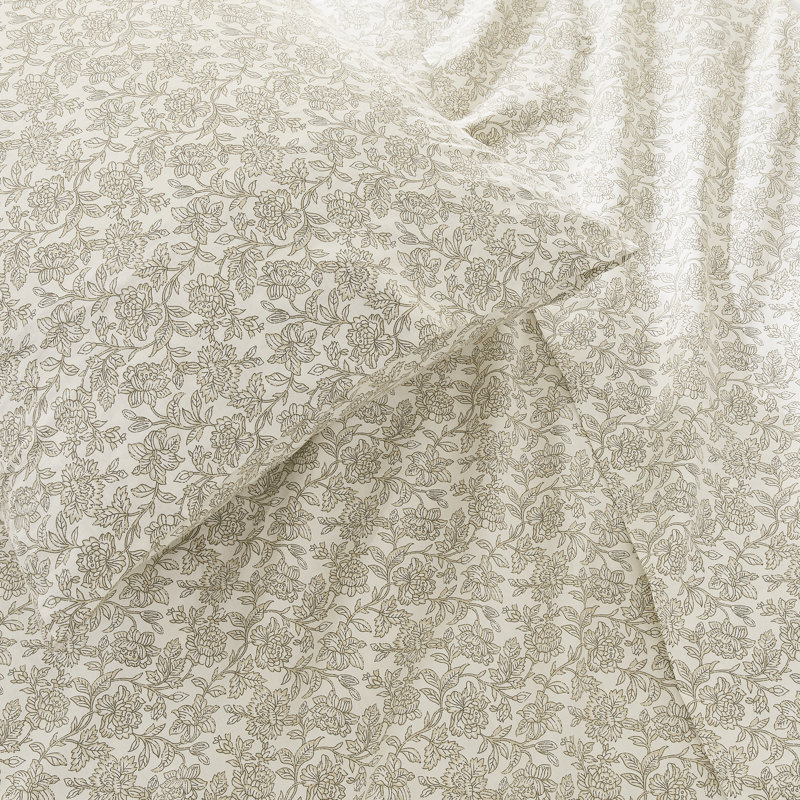 Ensemble de draps en coton Zara, Beige, Ensemble de draps pour lit simple avec 1 taie d'or