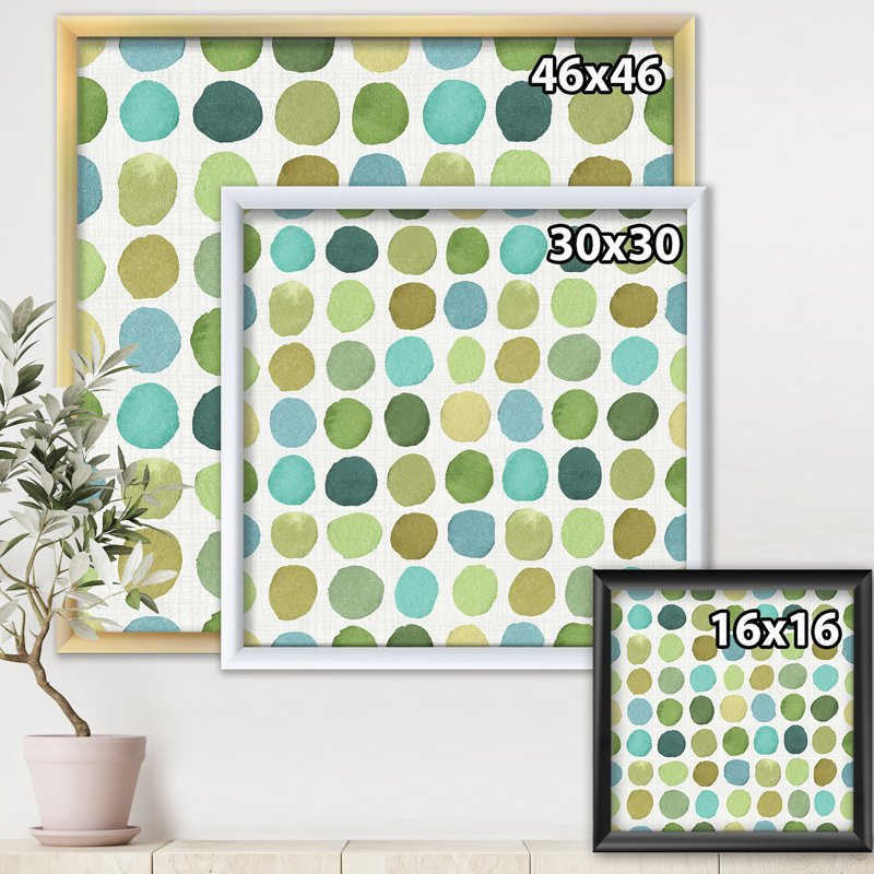 «Geometric Green Circle I», reproduction d'art sur toile, H 16 po x l 16 po x P 1 po, Cadre doré