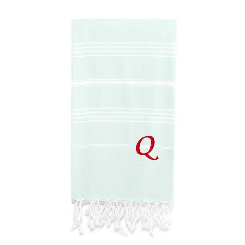 Serviette de plage 100% coton Pestemal Lucky, Vert clair / blanc, Q