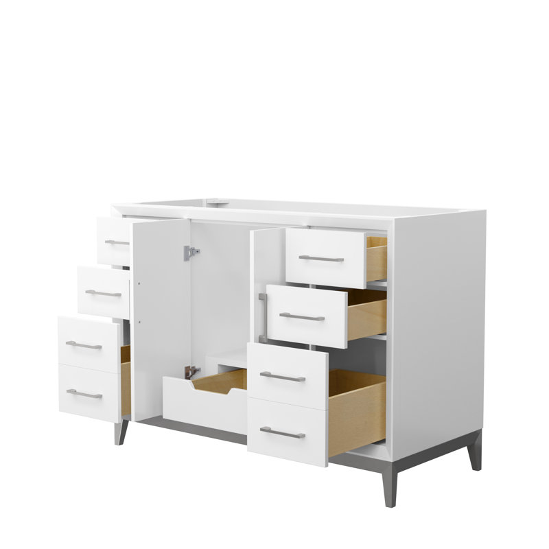 47.75'' W Single Bathroom Vanity Base, White/Brushed Nickel