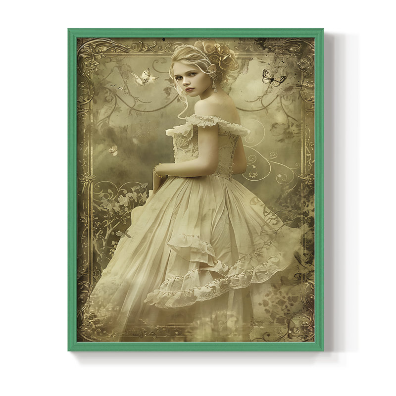 WOMEN Series CECLII - reproduction encadrée de qualité supérieure - prête à être accrochée - aucun clou requis, Vert