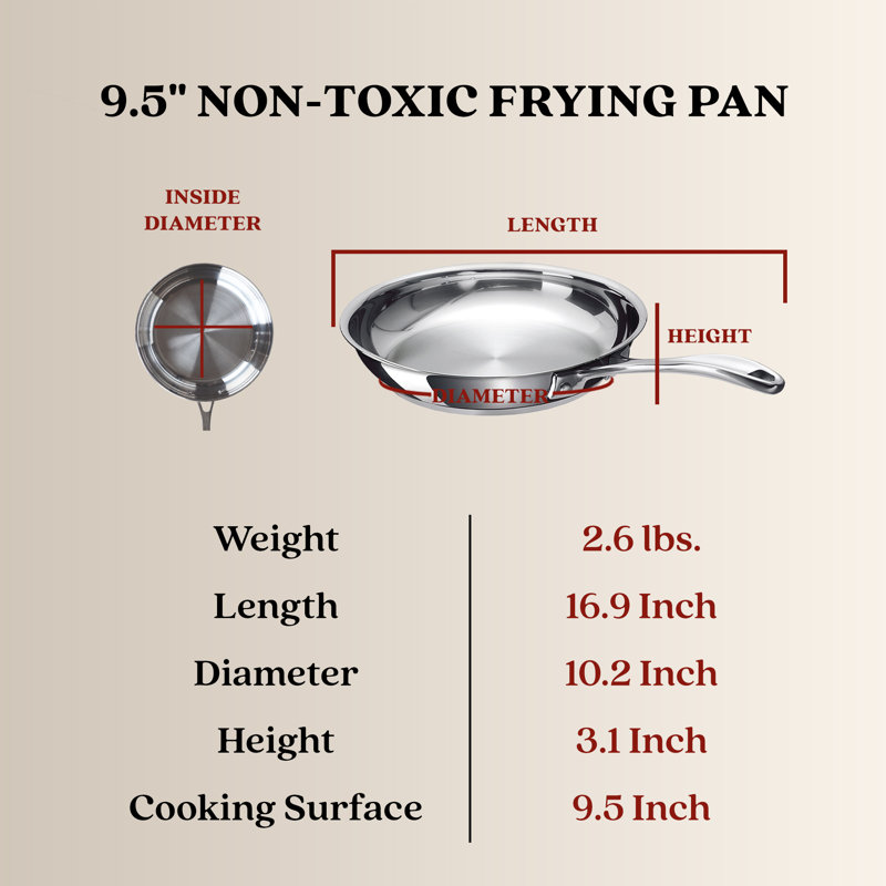 Alva 9.5" Stainless Steel Nonstick Frying Pan Skillet