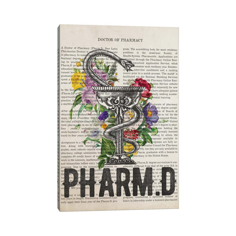 «Pharmd, Doctor of P Pharmacie with Flowers» par - Toile tendue, H 40 po x l 26 po x P 1,5 po