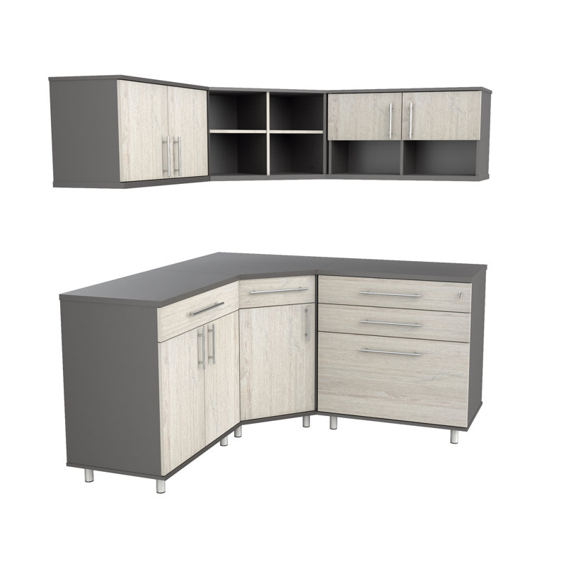 6 Piece Storage System, Chantilly Oak/Dark Gray