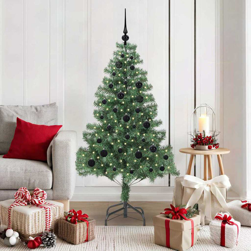 Christmas Tree with 150 LEDs with Stand 150 cm PVC, Black