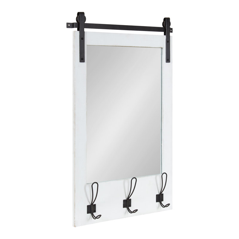 Dayanah Mirror with Hooks, White