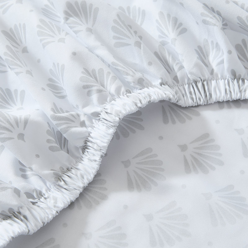 Scallop Fan Gray Sheet Set, Twin Sheet Set with 3 Additional Pieces