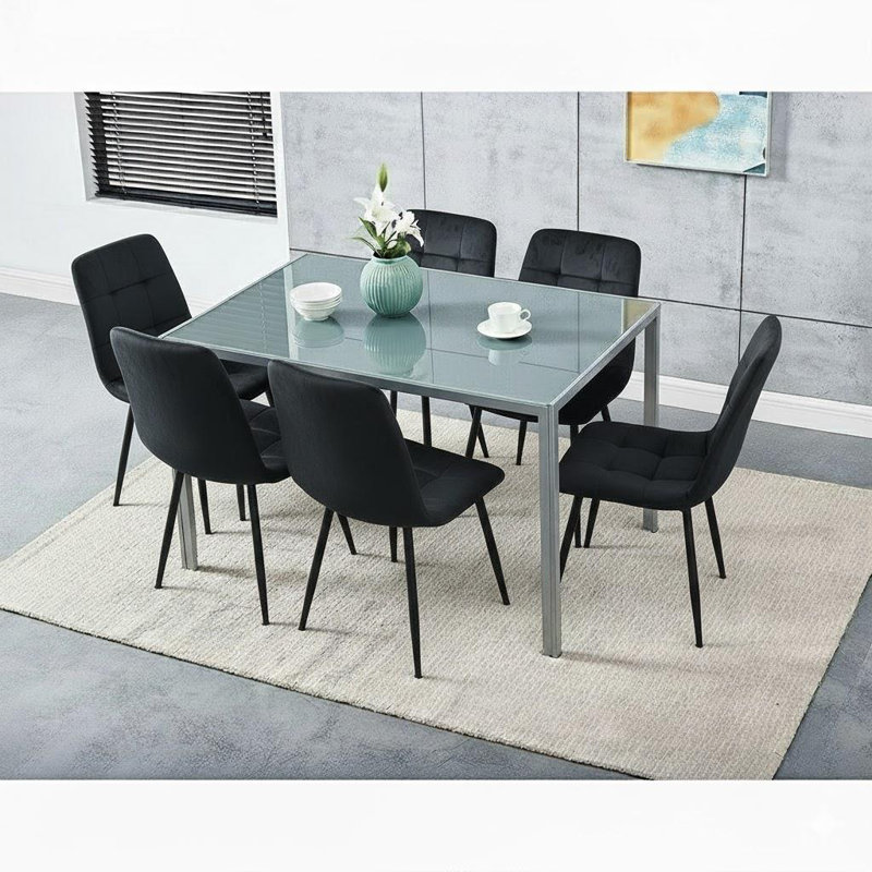 6 - Person Dining Set, Black