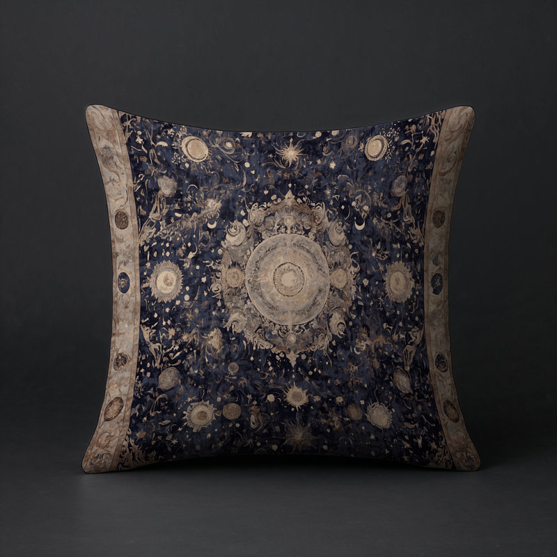 Coussin décoratif intérieur / extérieur gris Modern Modern, Carré 16 po, Mauve / brun oriental