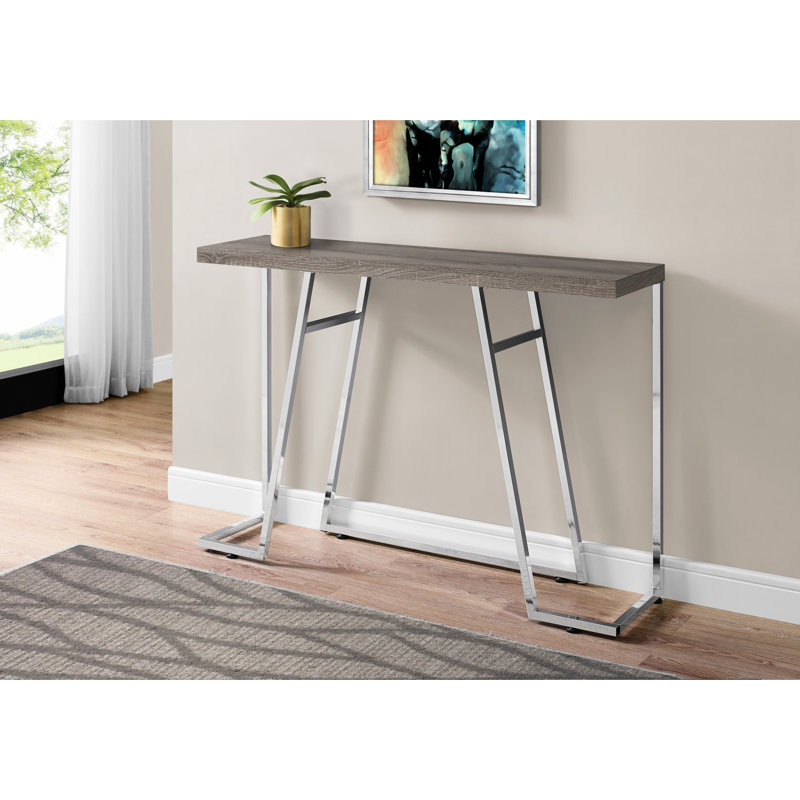Console étroite pour petits espaces - Stratifié taupe, pieds en métal élégants pour la chambre