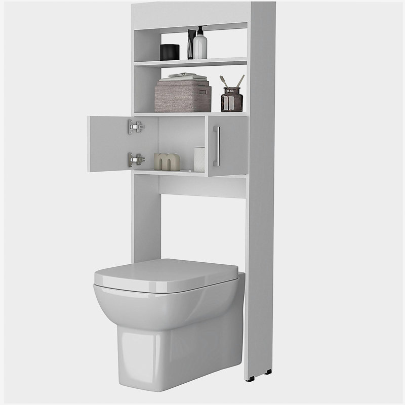White 2-Door Bathroom Storage Cabinet with Open Shelves