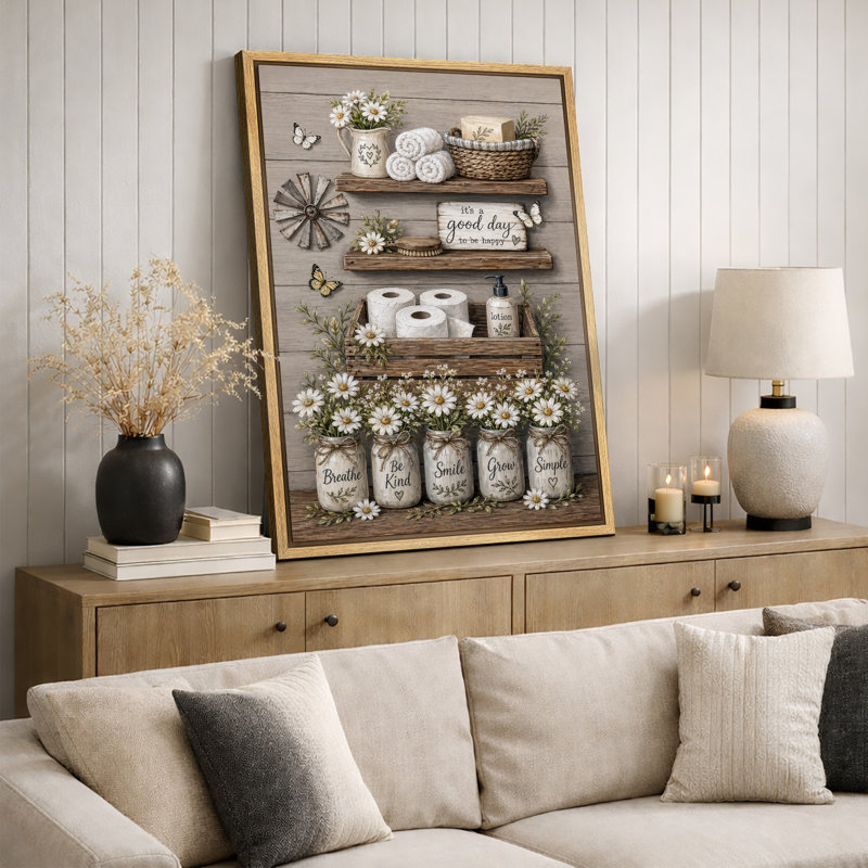 «Rustic Daisy», impression sur toile, impression sur toile encadrée, H 24 po x l 16 po x P 1,5 po, Cadre naturel
