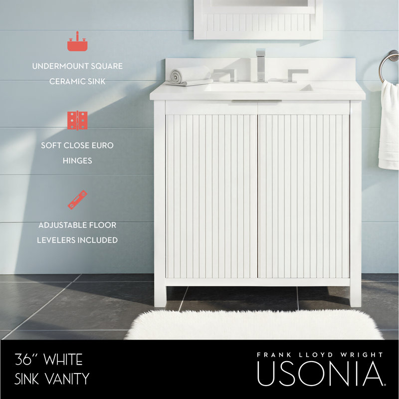 Through Lines 36" Single Bathroom Vanity, White