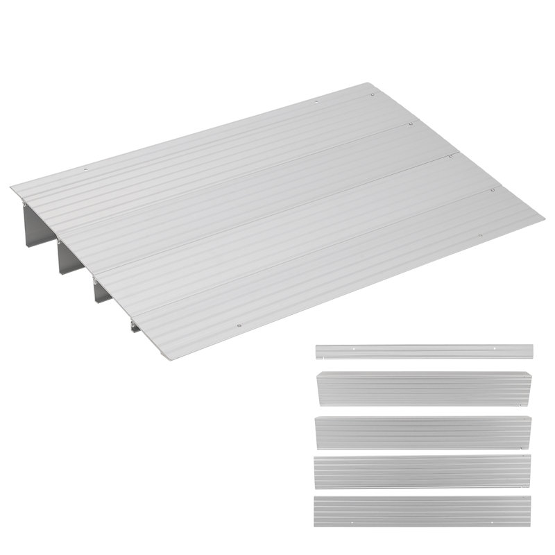 Heavy Duty Non-Slip Aluminum Threshold Ramp – 5" Rise, 700 lbs / 320 kg Capacity, 4 Sections – Portable Adjustable for Wheelchair, Scooter, Bike & Pet Access
