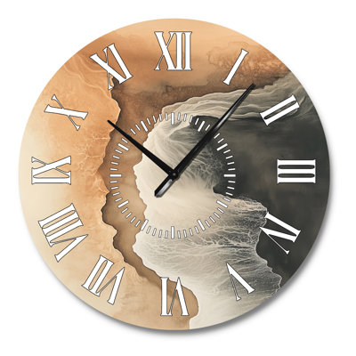 Calming Coastal Sand and Beige - Modern Silent Metal Wall Clock