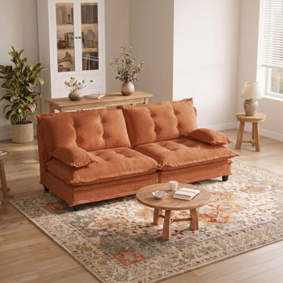 Canapé d'angle modulaire moderne de 77 pouces avec coussins à décor en treillis de 25 pouces de profondeur
