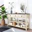 Console avec deux tablettes ouvertes, structure en bois de pin massif et pieds pour le salon