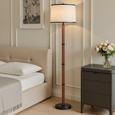 63” Standard Floor Lamp With Beige Fabric Shade