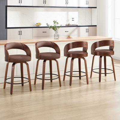 Comfortable Swivel Counter Stool With Durable Solid Wood Legs