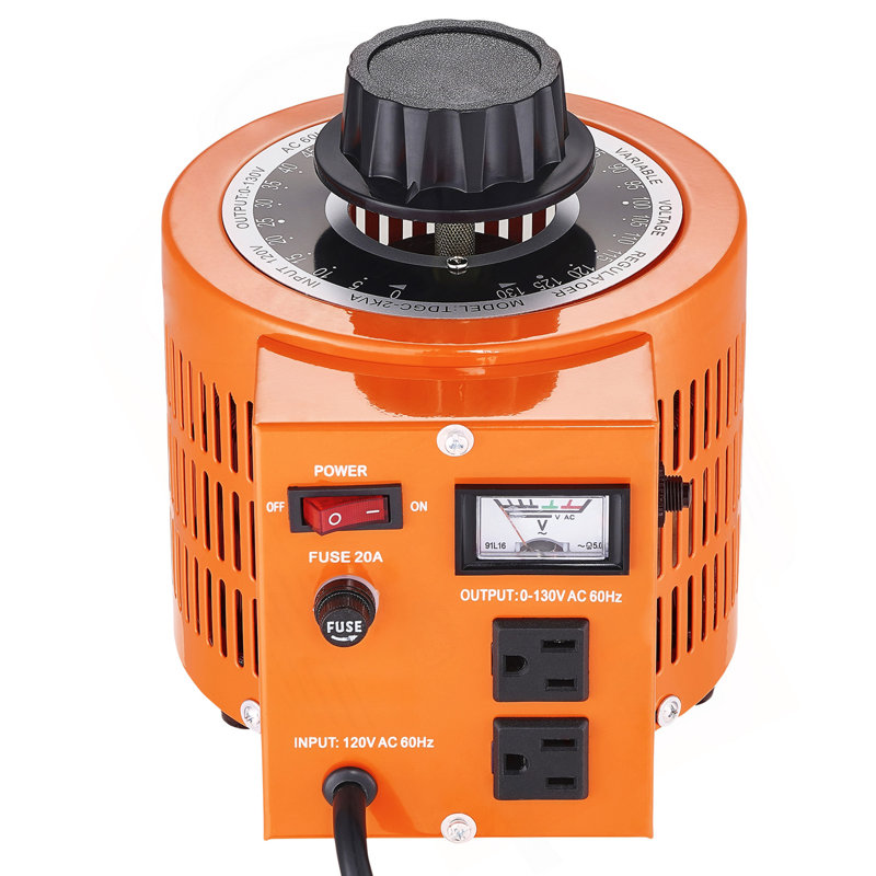 Transformateur de tension variable automatique 2000VA, 15,3 ampères, entrée 110V, sortie 0-130V, régulateur de tension CA, avec 4 fusibles supplémentaires, interrupteur de contrôle thermique pour le bureau industriel à domicile