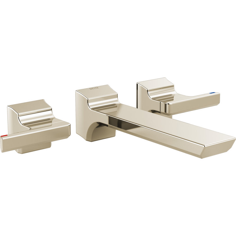 Pivotal Double Handle Wall Mounted Bathroom Faucet, Polished Nickel