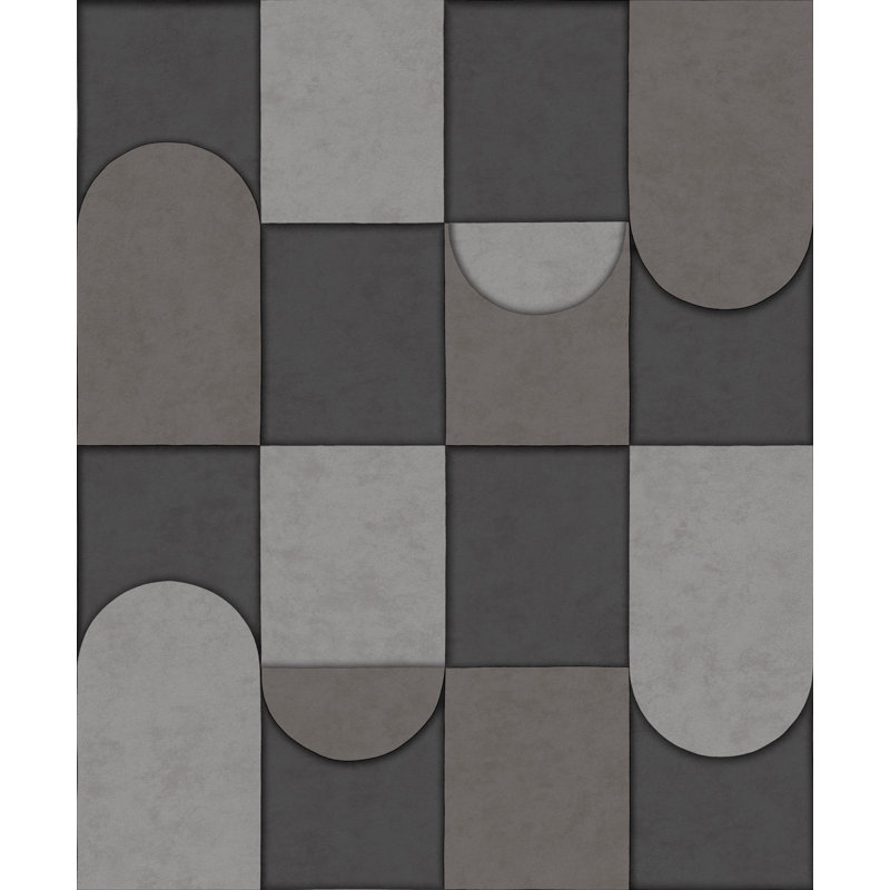 Papier peint Dayven Patchwork, Taupe / Gris anthracite