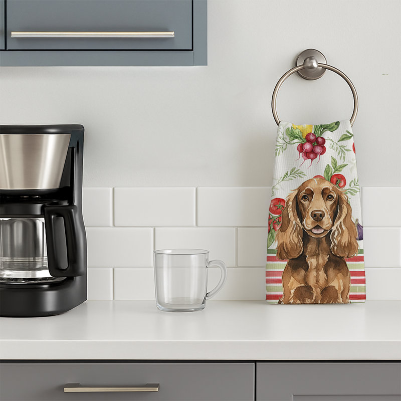 Liver English Cocker Spaniel Vegetables Kitchen Towel, Liver English Cocker Spaniel