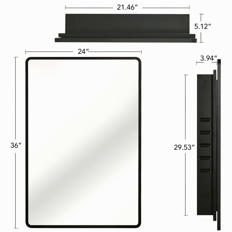 Armoire à miroir murale ou encastrée en métal 24 po x 36 po