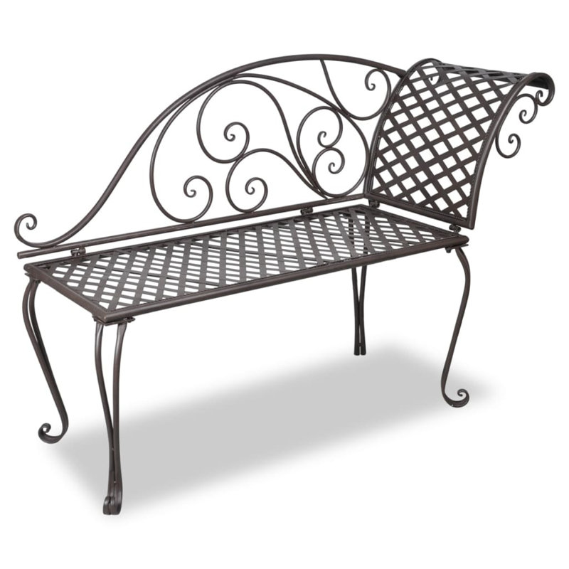 Garden Chaise Lounge 128 cm Steel Antique, Brown