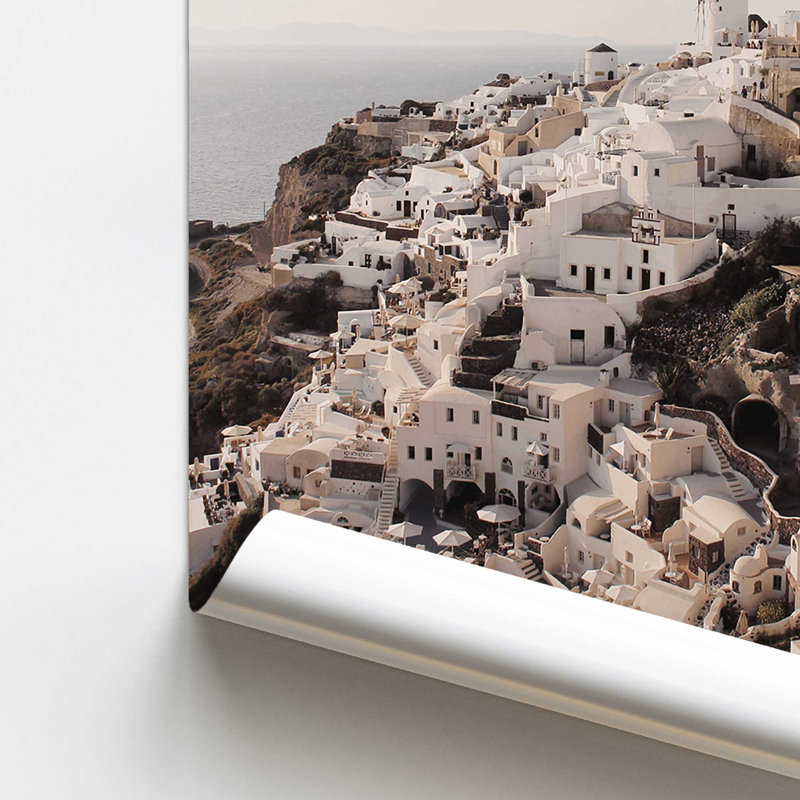 Imprimé serein de Santorini, Papier, H 24 po x l 18 po x P 0,1 po