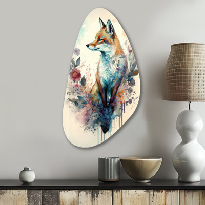 Cute Fox Floral Art III - Fox Fall Shape Irregular Metal Wall Decor