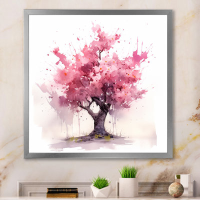 «Pink Blossoming Tree Watercolor Bliss I», reproduction sur toile