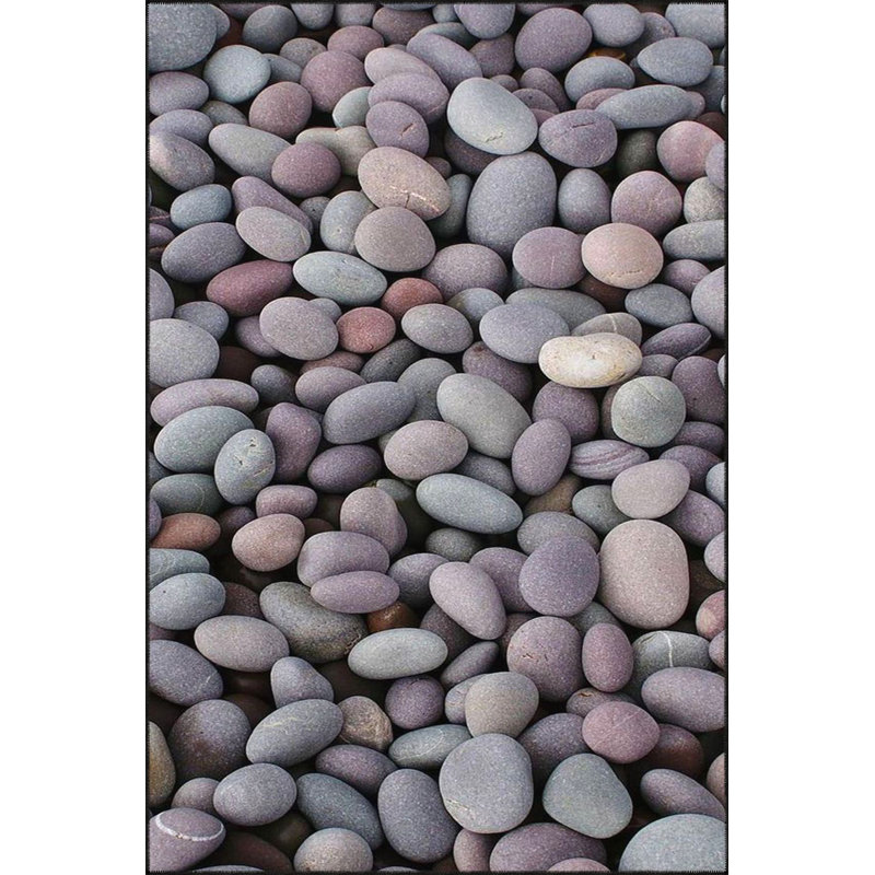 Stone Patterned Woven Base Washable Rug, Rectangle 4'7" x 6'7" Rug Pad Included